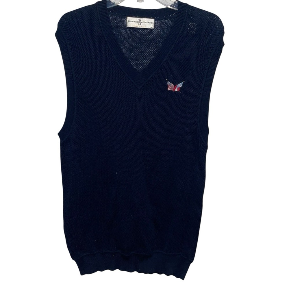 Fairway Outfitters Navy Blue Sweater Vest Mens XL Pullover Golf V-Neck‎